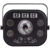 Light4me Stroboscoop UV LED multi-effecten - - Multiphase - 4-in-1 draaiende koepel - RGBW + UV - Rode/Groene lasers