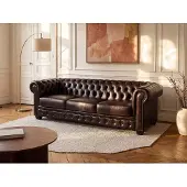 LINEA SOFA Vierzitsbank Chesterfield BRENTON 100% buffelleer - bruin tinten