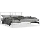 vidaXL Bedframe met hoofdeinde, metaal, wit, 200x200 cm