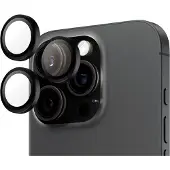 PanzerGlass Protection d'objectif de caméra de téléphone portable en verre trempé Hoops Noir pour Apple iPhone 16 Pro/16 Pro Max