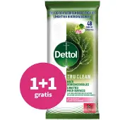 Dettol 1+1 gratis: Reinigingsdoekjes Tru Clean Appleblossom 48 stuks