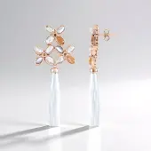 Cavill - Zilveren Oorbellen met Witte Chalcedoon - Roségoud Verguld 925 Sterling Zilver - 23,7 ct Edelstenen - Elegante Oorbellen Dames - Handgemaakt