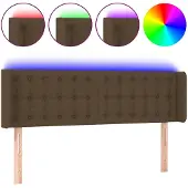 vidaXL Hoofdbord LED 147x16x78/88 cm stof donkerbruin