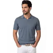 Born with Appetite Blauw polo v-hals lange mouw