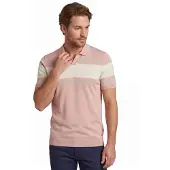 Scotland Blue Avan polo roze gestreept knitted