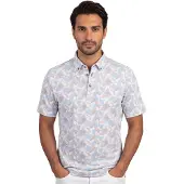 Eden Valley Lichtblauwe polo geprint beige normale fit