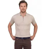 Born with Appetite Beige polo met boord ritssluiting