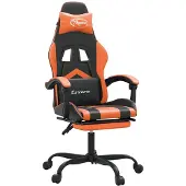 vidaXL Gaming stoel met voetsteun, draaibaar, zwart en oranje, kunstleer
