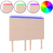 vidaXL Hoofdbord LED 144x5x118/128 cm kunstleer cappuccinokleurig