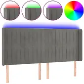 vidaXL Hoofdbord LED 203x16x118/128 cm fluweel lichtgrijs