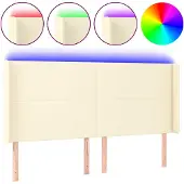 vidaXL Hoofdbord LED 163x16x118/128 cm kunstleer crèmekleurig