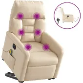 vidaXL Sta-op-massagestoel elektrisch verstelbaar microvezelstof beige