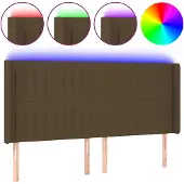 vidaXL Hoofdbord LED 183x16x118/128 cm stof donkerbruin