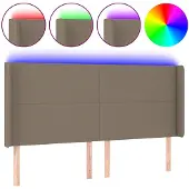 vidaXL Hoofdbord LED 183x16x118/128 cm stof taupe