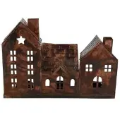HBX natural living Theelichthouder Huizen Bonez Bruin bruin Metaal