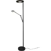 TRIO LED-uplighter vloerlamp Barrie, dimbaar, zwart, Woon-/ Eetkamer, metaal, Modern, LED vloerlamp