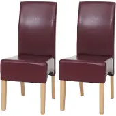 MCW Set van 2 eetkamerstoelen/keukentoelen Latina, LEER ~ rood, lichte poten