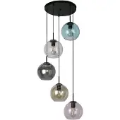 Searchlight 5-lichts hanglamp Mardi Gras II met meerdere kleuren glas