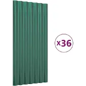 vidaXL Dakpanelen 36 st 80x36 cm gegalvaniseerd staal groen