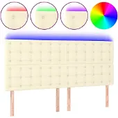 vidaXL Hoofdbord LED 200x5x118/128 cm kunstleer crèmekleurig
