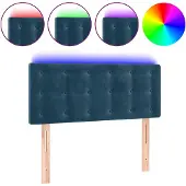 vidaXL Hoofdbord LED 100x5x78/88 cm fluweel donkerblauw