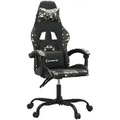 vidaXL Gaming stoel, draaibaar, zwart en camouflageprint, kunstleer