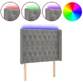 vidaXL Hoofdbord LED 93x16x118/128 cm fluweel lichtgrijs