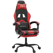 vidaXL Gaming stoel met voetsteun, draaibaar, zwart en rood, kunstleer