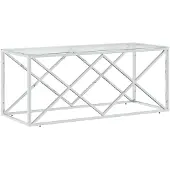 vidaXL Salontafel, 110x45x45 cm, roestvrij staal en glas