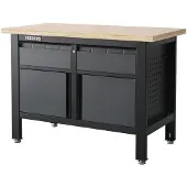 Feistos Werkbank Tito 3 met gaatjeswanden - 60x120x87cm - Antraciet/zwart