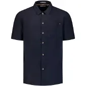 No-excess Regular Fit Linnen Overhemd donkerblauw, Effen