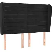 vidaXL Hoofdbord met randen 147x23x118/128 cm fluweel zwart