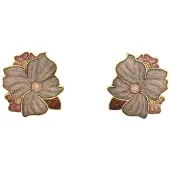 Behave - Oorclips dames - bloemmotief - bruin - 2 cm - vintage
