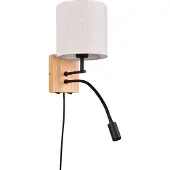 TRIO NILAM Wand lamp met leeslamp - Hout naturel - Ecru kap