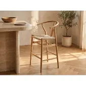 Vente-unique Barkruk in teak en stro - Naturel - POGIANA