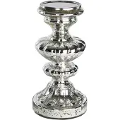 Ptmd Xmas jingle silver glass candleholder m