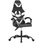 vidaXL Gaming stoel, draaibaar, zwart en wit, kunstleer