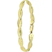 Lucardi Dames Armband gedraaid - Echt Zilver - Armband - Cadeau - 21 cm - Goudkleurig