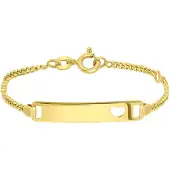 Lucardi Meisjes Armbandje met hanger met plating - Hart - Cadeau - Echt Zilver - Goudkleurig