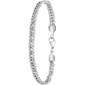 Lucardi Heren Armband gourmet - Staal - Armband - Vaderdag Cadeautje - 21 cm - Zilverkleurig