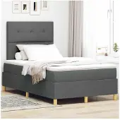 vidaXL LED boxspringbed met hoofdeinde, donkergrijs, 120 x 200 cm, gestoffeerd