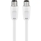 Pro Antennekabel 80 dB van 3,5 m, dubbel afgeschermd, wit, met coax-aansluiting aan één zijde en coaxbus aan de andere