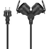 Goobay Verlengkabel 5 meter voor buiten | 2-voudig | Type F, CEE 7/3 | Max. 3680W | IP44 | Zwart