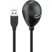Goobay USB-A verlengkabel met standaard | extra laadpoort | USB3.0 5 Gbps | 7,5W | 1,5 meter
