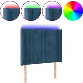 vidaXL Hoofdbord LED 83x16x118/128 cm fluweel donkerblauw