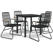 vidaXL 5-delige Tuinset PVC-rattan zwart