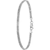 Lucardi Dames Gerecycled zilveren armband fantasie - Armband - 925 Zilver - Zilverkleurig - 21 cm