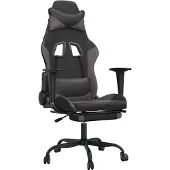 vidaXL Gamingstoel met massagefunctie en voetsteun, zwart en grijs, kunstleer