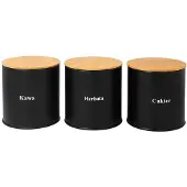Brunbeste Set Keukendose Koffie Thee Suiker Zwart / Bamboe