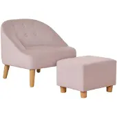 HOMCOM HOMdotCOM kinderfauteuil met voetenbank voor kinderen van 3 tot 5 jaar, 51 cm x 51 cm x 50 cm, roze